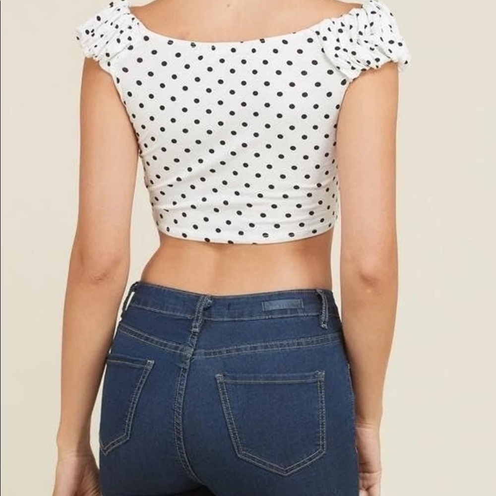 Puff sleeve polka dot crop top - Picture 5 of 6